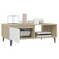vidaXL Tavolino Salotto Bianco e Rovere Sonoma 90x60x35 cm Truciolato vidaXL Tavolino Salotto Bianco e Rovere Sonoma 90x60x35 cm Truciolato