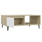 vidaXL Tavolino Salotto Bianco e Rovere Sonoma 90x60x35 cm Truciolato vidaXL Tavolino Salotto Bianco e Rovere Sonoma 90x60x35 cm Truciolato