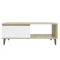 vidaXL Tavolino Salotto Bianco e Rovere Sonoma 90x60x35 cm Truciolato vidaXL Tavolino Salotto Bianco e Rovere Sonoma 90x60x35 cm Truciolato