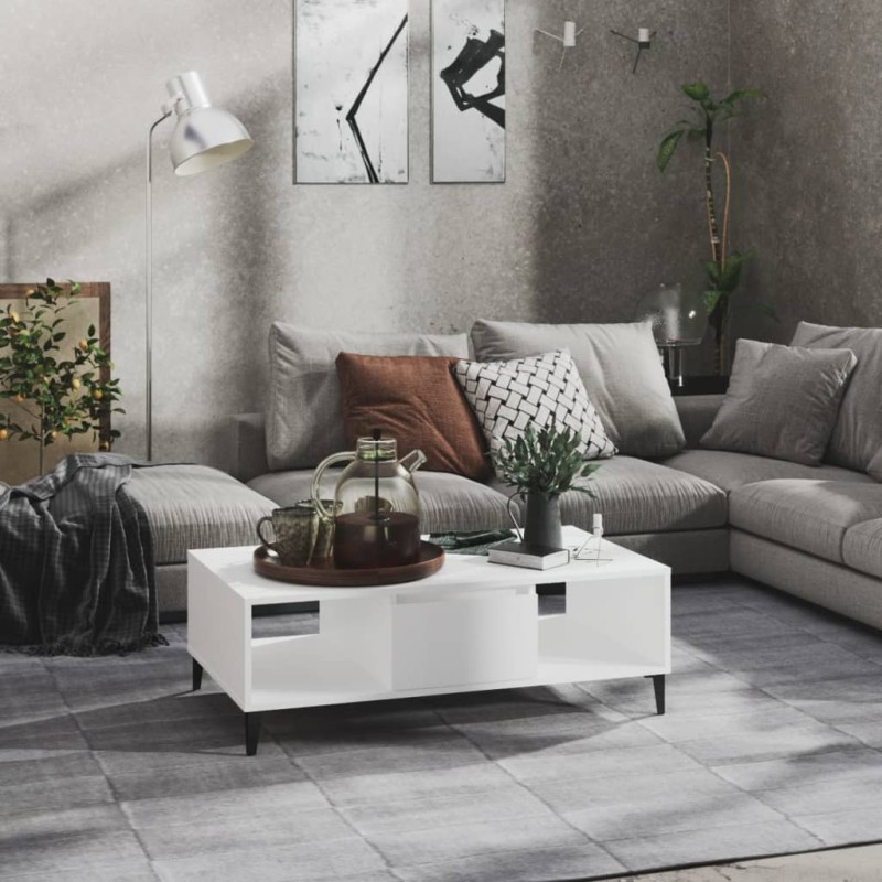 vidaXL Tavolino da Salotto Bianco 103,5x60x35 cm in Legno Multistrato vidaXL Tavolino da Salotto Bianco 103,5x60x35 cm in Legno Multistrato