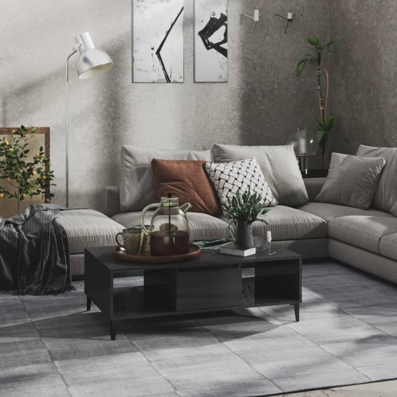 vidaXL Tavolino da Salotto Grigio Lucido 103,5x60x35 cm in Truciolato vidaXL Tavolino da Salotto Grigio Lucido 103,5x60x35 cm in Truciolato