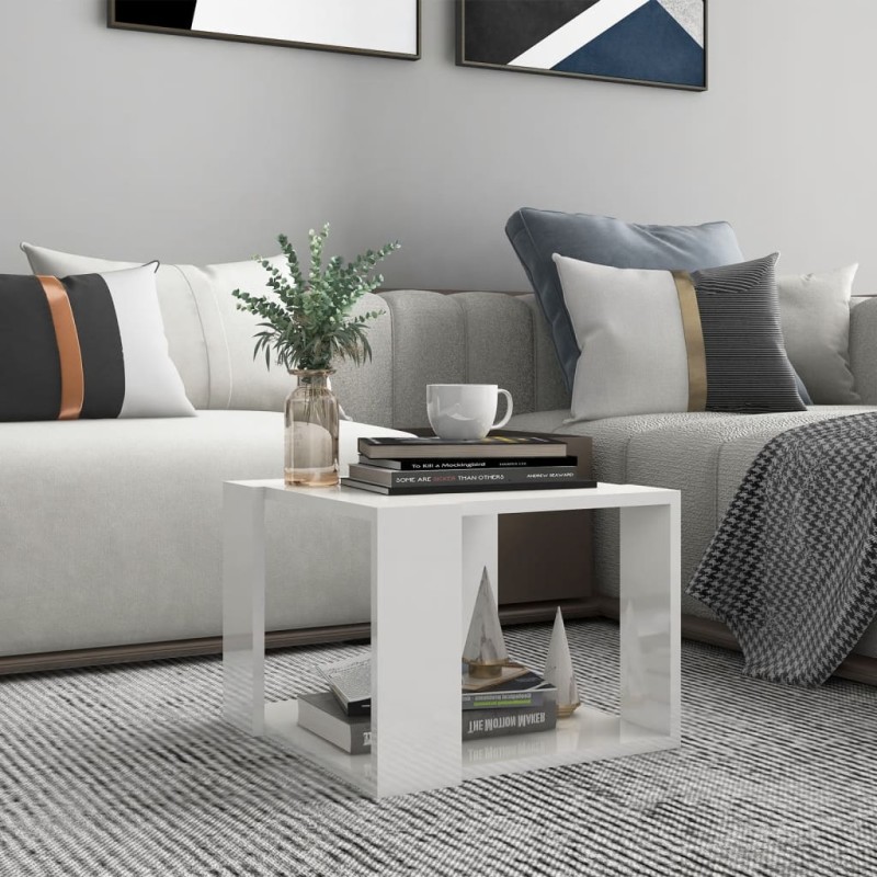 vidaXL Tavolino da Salotto Bianco Lucido 40x40x30 cm Legno Multistrato vidaXL Tavolino da Salotto Bianco Lucido 40x40x30 cm Legno Multistrato