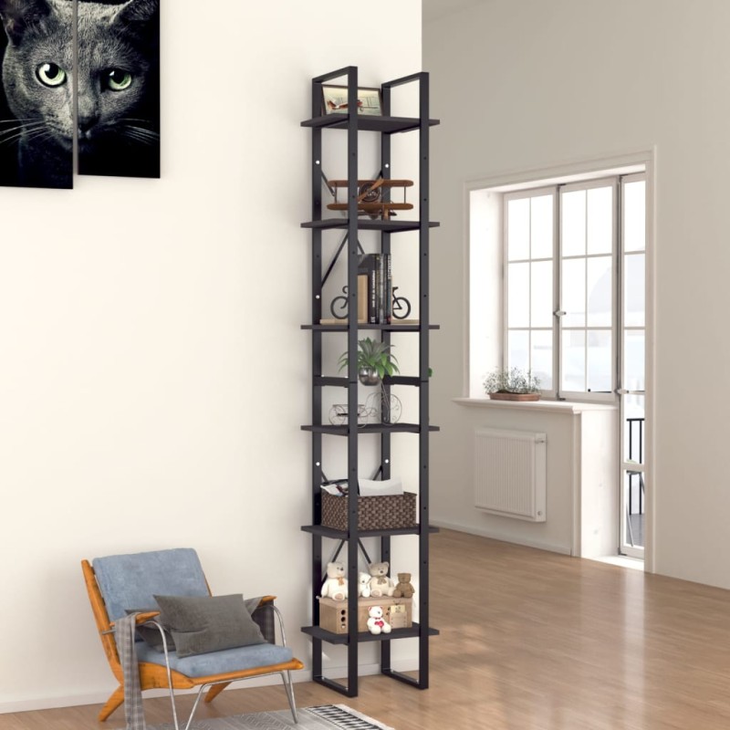 vidaXL Libreria a 6 Ripiani Grigia 40x30x210 cm in Truciolato vidaXL Libreria a 6 Ripiani Grigia 40x30x210 cm in Truciolato