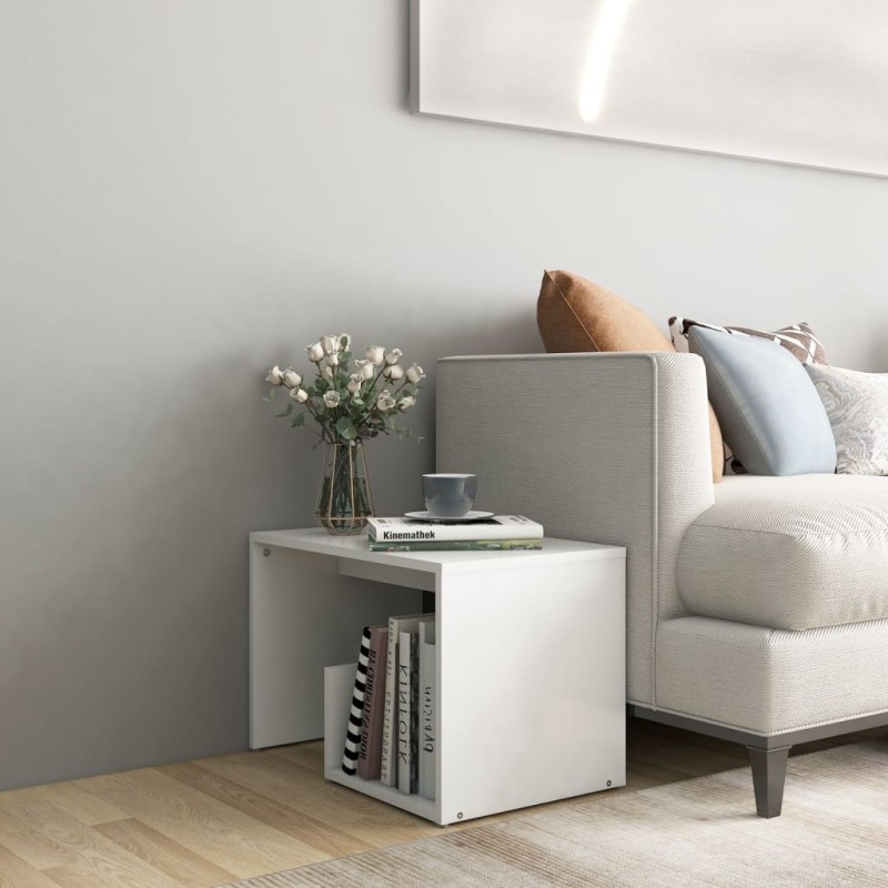 vidaXL Tavolino Bianco 59x36x38 cm in Truciolato vidaXL Tavolino Bianco 59x36x38 cm in Truciolato