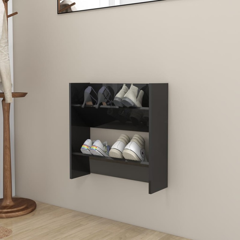 vidaXL Scarpiera a Muro Nero Lucido 60x18x60 cm in Truciolato vidaXL Scarpiera a Muro Nero Lucido 60x18x60 cm in Truciolato