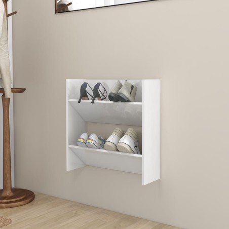 vidaXL Scarpiera a Muro Bianco Lucido 60x18x60 cm in Truciolato