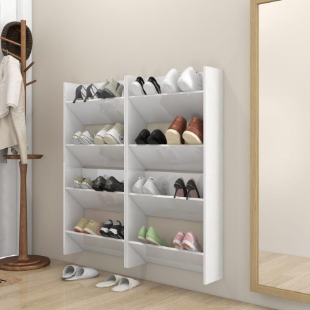 vidaXL Scarpiere a Muro Bianco Lucido 4pz 60x18x60 cm in Truciolato
