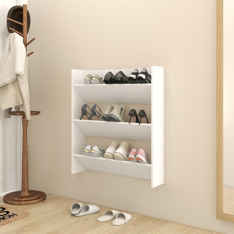 vidaXL Scarpiera a Muro Bianco 80x18x90 cm in Truciolato vidaXL Scarpiera a Muro Bianco 80x18x90 cm in Truciolato