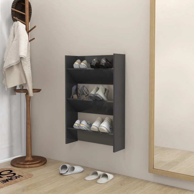 vidaXL Scarpiera a Muro Grigia 60x18x90 cm in Truciolato vidaXL Scarpiera a Muro Grigia 60x18x90 cm in Truciolato