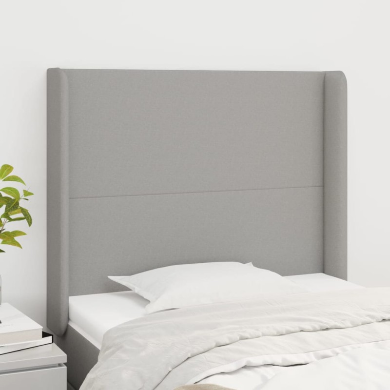 Testiera ad Orecchio Grigio Chiaro 103x16x118/128 cm in Tessuto Testiera ad Orecchio Grigio Chiaro 103x16x118/128 cm in Tessuto