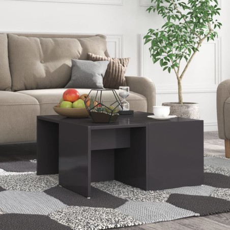 vidaXL Tavolini da Salotto 4 pz Grigio Lucido 33x33x33cm in Truciolato