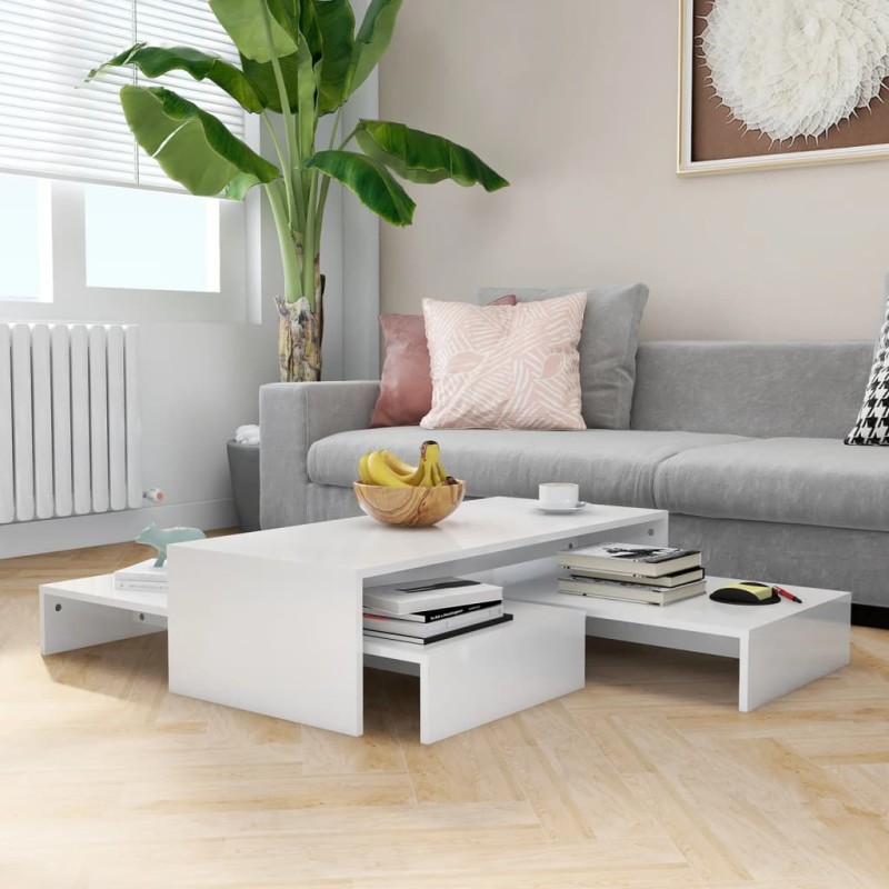 vidaXL Set Tavolini ad Incastro Bianco Lucido 100x100x26,5 cm vidaXL Set Tavolini ad Incastro Bianco Lucido 100x100x26,5 cm