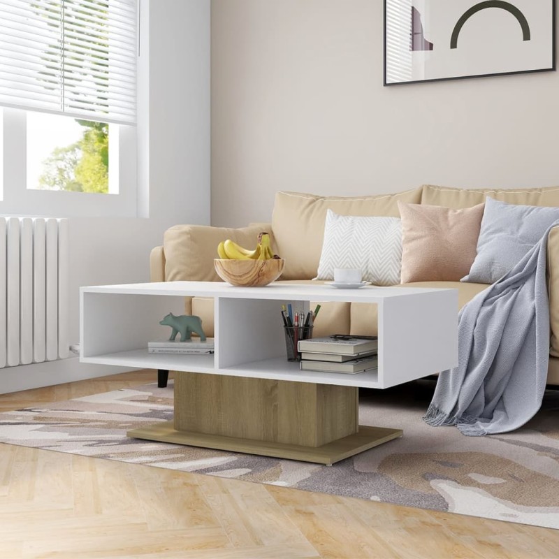 vidaXL Tavolino Salotto Bianco Rovere Sonoma 103,5x50x44,5 Multistrato vidaXL Tavolino Salotto Bianco Rovere Sonoma 103,5x50x44,5 Multistrato