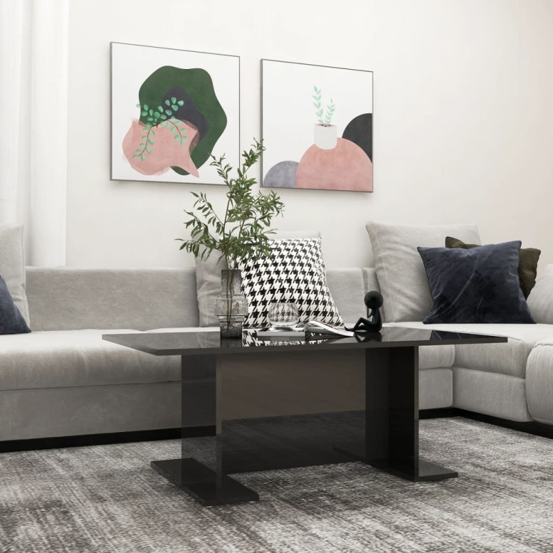 vidaXL Tavolino da Salotto Nero Lucido 103,5x60x40 cm in Truciolato vidaXL Tavolino da Salotto Nero Lucido 103,5x60x40 cm in Truciolato