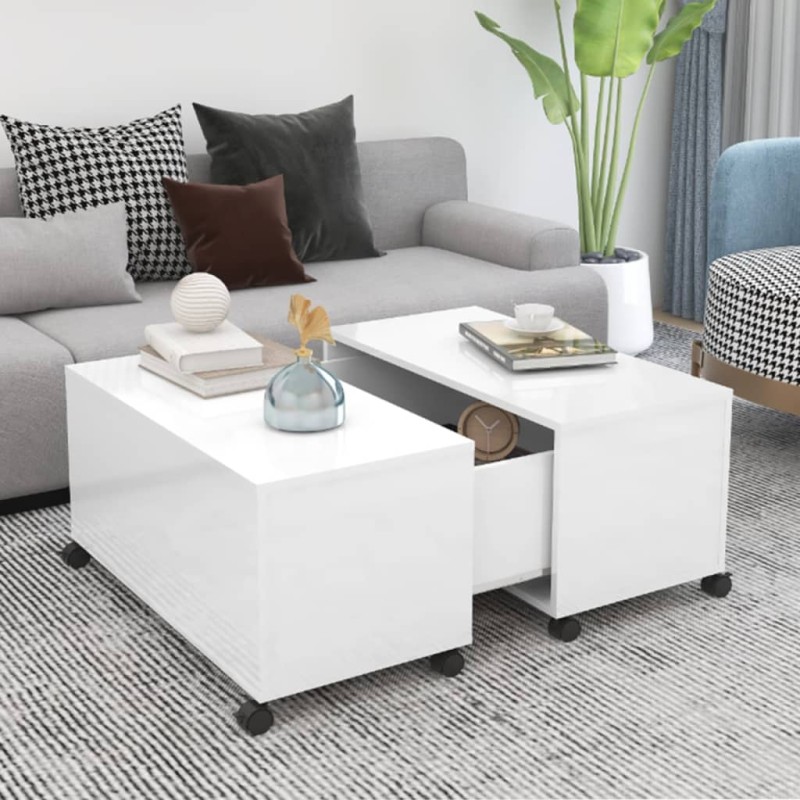 vidaXL Tavolino da Caffè Bianco Lucido 75x75x38 cm in Truciolato vidaXL Tavolino da Caffè Bianco Lucido 75x75x38 cm in Truciolato