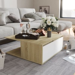 vidaXL Tavolino da Caffè Bianco e Rovere Sonoma 80x80x31 cm Truciolato