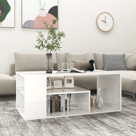 vidaXL Tavolino da Caffè Bianco Lucido 100x50x40 cm in Truciolato