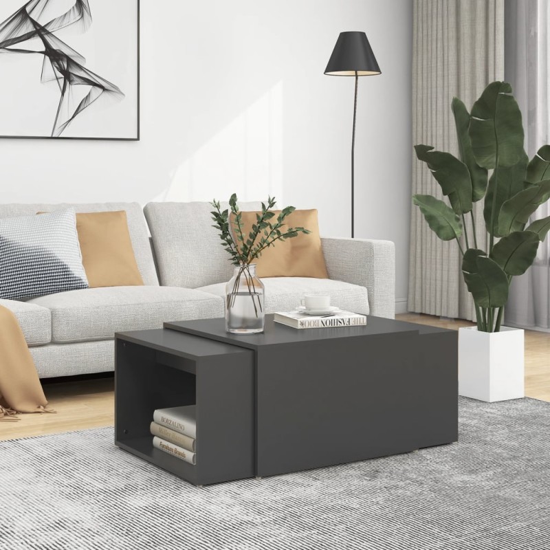 vidaXL Set 3 Tavolini ad Incastro Grigi 60x60x38 cm in Truciolato vidaXL Set 3 Tavolini ad Incastro Grigi 60x60x38 cm in Truciolato