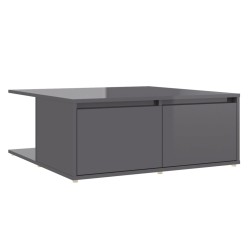 vidaXL Tavolino da Caffè Grigio Lucido 80x80x31 cm in Truciolato