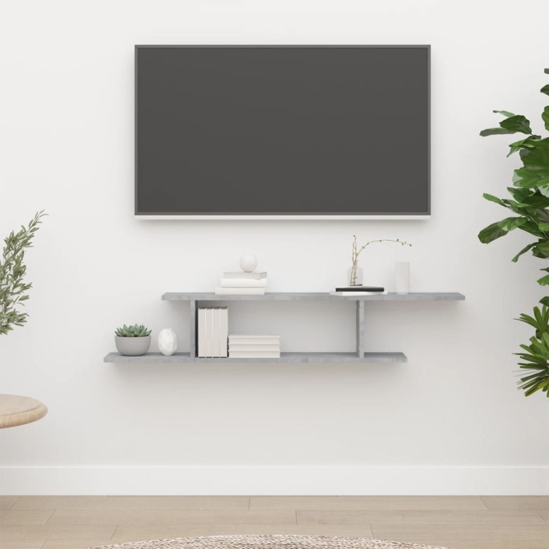 vidaXL Mensola TV a Parete Grigia Cemento 125x18x23 cm in Truciolato vidaXL Mensola TV a Parete Grigia Cemento 125x18x23 cm in Truciolato