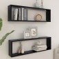 vidaXL Mensole Parete a Cubo 2 pz Nere 100x15x30 cm Legno Multistrato