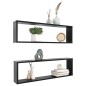 vidaXL Mensole Parete a Cubo 2 pz Nere 100x15x30 cm Legno Multistrato