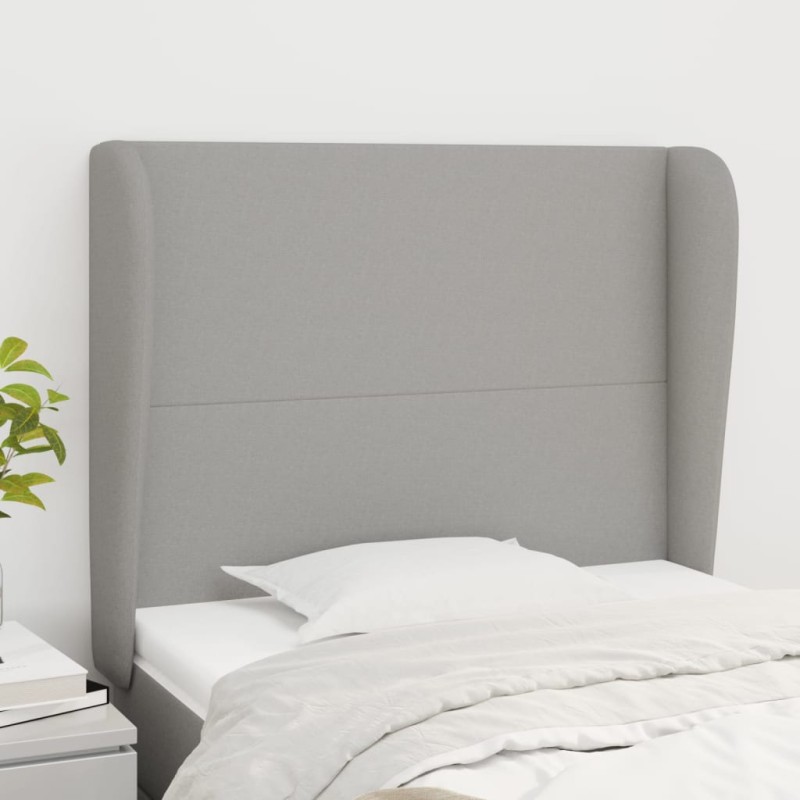 Testiera ad Orecchio Grigio Chiaro 103x23x118/128 cm in Tessuto Testiera ad Orecchio Grigio Chiaro 103x23x118/128 cm in Tessuto
