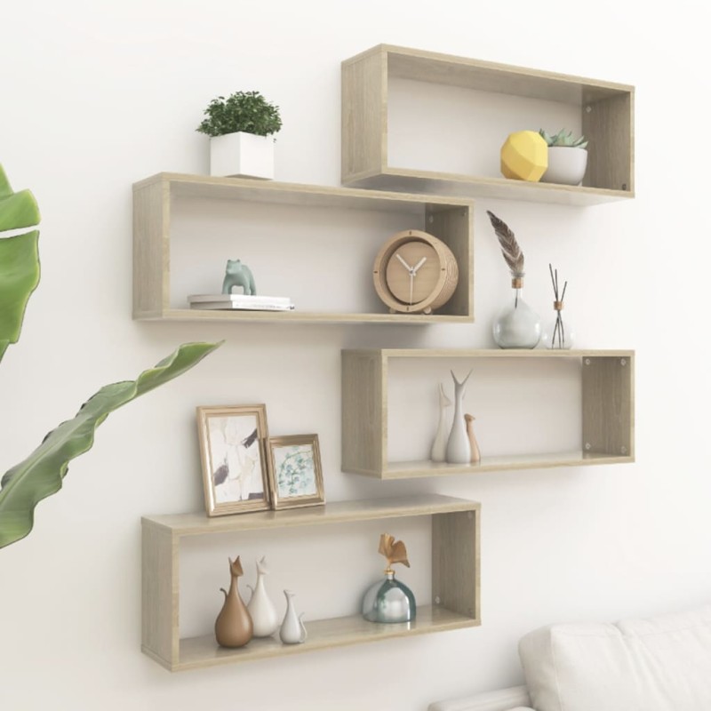 vidaXL Mensole a Cubo 4 pz Sonoma 60x15x23 cm in Truciolato vidaXL Mensole a Cubo 4 pz Sonoma 60x15x23 cm in Truciolato