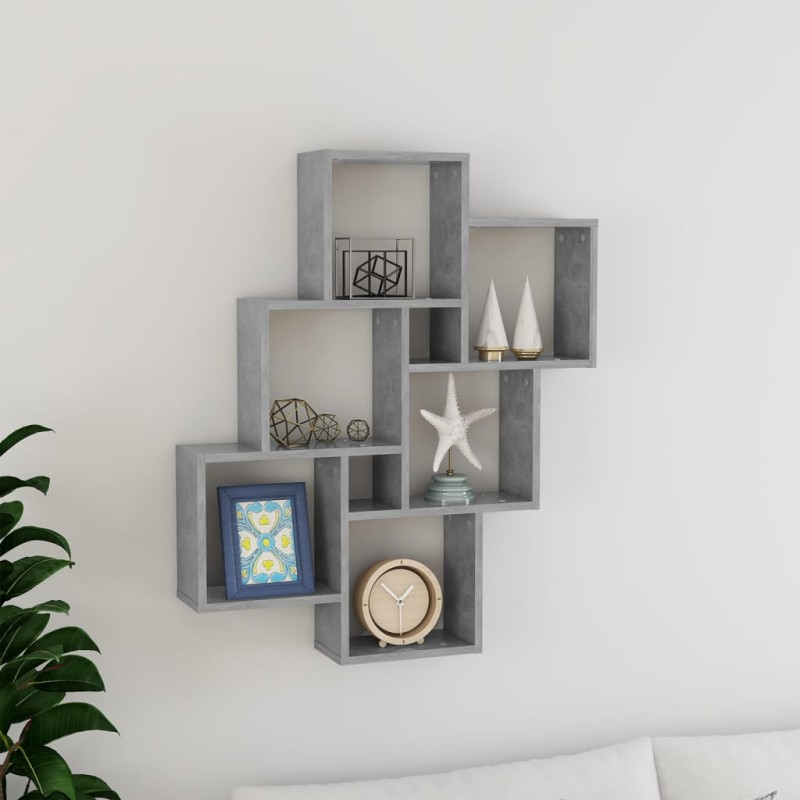vidaXL Mensola da Parete a Cubo Grigio Cemento 78x15x93 cm Truciolato vidaXL Mensola da Parete a Cubo Grigio Cemento 78x15x93 cm Truciolato