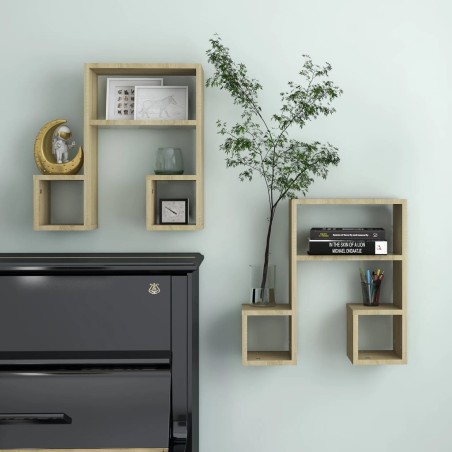 vidaXL Mensole a Muro 2 pz Rovere Sonoma 50x15x50 cm Legno Multistrato