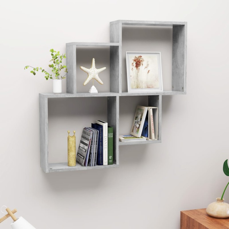 vidaXL Mensola da Parete a Cubo Grigio Cemento 80x15x78,5 cm Truciolato vidaXL Mensola da Parete a Cubo Grigio Cemento 80x15x78,5 cm Truciolato