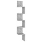 vidaXL Scaffale Angolare Parete Grigio Cemento20x20x127,5cm Truciolato