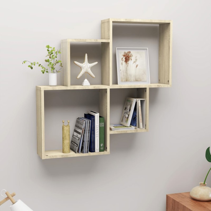 vidaXL Mensola a Cubo Rovere Sonoma 80x15x78,5cm Truciolato vidaXL Mensola a Cubo Rovere Sonoma 80x15x78,5cm Truciolato