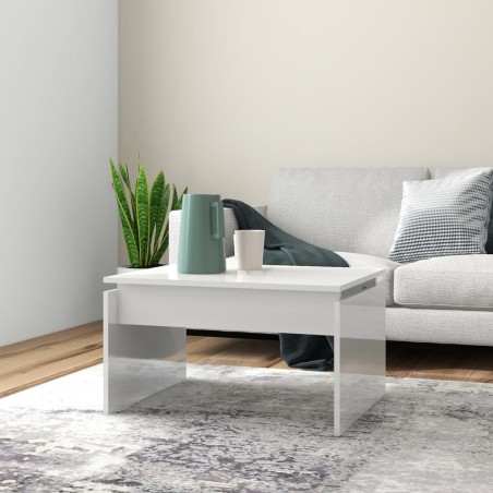 vidaXL Tavolino da Salotto Bianco Lucido 68x50x38 cm in Truciolato