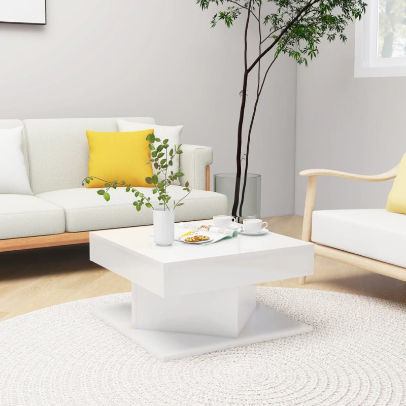 vidaXL Tavolino da Salotto Bianco Lucido 57x57x30 cm in Truciolato vidaXL Tavolino da Salotto Bianco Lucido 57x57x30 cm in Truciolato