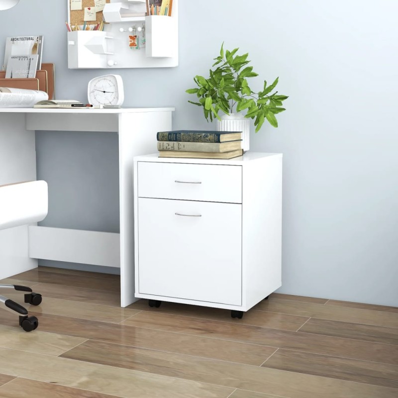 vidaXL Mobiletto con Rotelle Bianco 45x38x54cm in Legno Ingegnerizzato vidaXL Mobiletto con Rotelle Bianco 45x38x54cm in Legno Ingegnerizzato