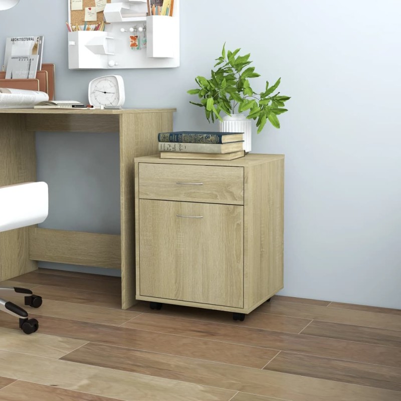 vidaXL Mobiletto con Rotelle Rovere Sonoma 45x38x54 cm in Truciolato vidaXL Mobiletto con Rotelle Rovere Sonoma 45x38x54 cm in Truciolato