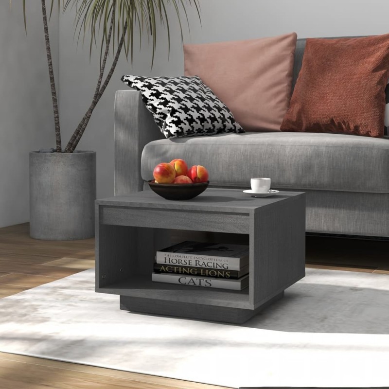vidaXL Tavolino da Salotto Grigio 50x50x33,5 cm Legno Massello di Pino