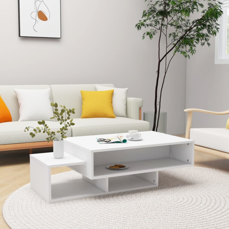 vidaXL Tavolino da Salotto Bianco 102x55x42 cm Legno Legno Multistrato vidaXL Tavolino da Salotto Bianco 102x55x42 cm Legno Legno Multistrato