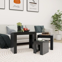 vidaXL Tavolini da Salotto Impilabili 3 pz Nero Lucido in Truciolato