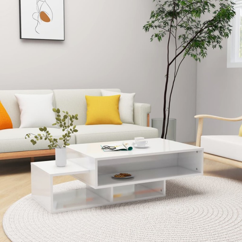 vidaXL Tavolino da Salotto Bianco Lucido 105x55x32 cm in Truciolato vidaXL Tavolino da Salotto Bianco Lucido 105x55x32 cm in Truciolato