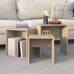 vidaXL Tavolini da Salotto Impilabili 3 pz Rovere Sonoma in Truciolato