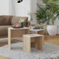vidaXL Tavolini Salotto Impilabili 3pz BiancoeRovere Sonoma Truciolato vidaXL Tavolini Salotto Impilabili 3pz BiancoeRovere Sonoma Truciolato