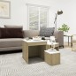 vidaXL Tavolini Impilabili 3 pz Bianco e Rovere Sonoma Truciolato vidaXL Tavolini Impilabili 3 pz Bianco e Rovere Sonoma Truciolato