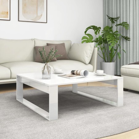 vidaXL Tavolino da Salotto Bianco Lucido 100x100x35 cm Truciolato