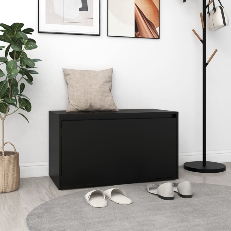 vidaXL Panca da Ingresso 80x40x45 cm Nera in Truciolato vidaXL Panca da Ingresso 80x40x45 cm Nera in Truciolato
