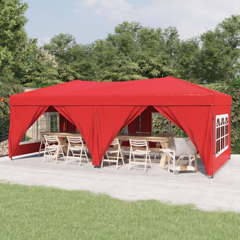 Tenda per Feste Pieghevole con Pareti Laterali Rosso 3x6 m Tenda per Feste Pieghevole con Pareti Laterali Rosso 3x6 m
