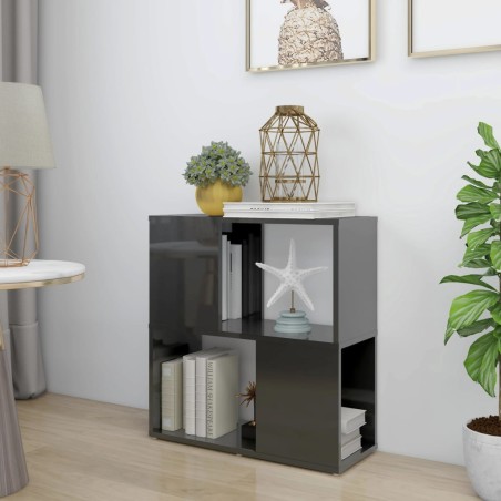 vidaXL Libreria Grigio Lucido 60x24x63 cm in Truciolato
