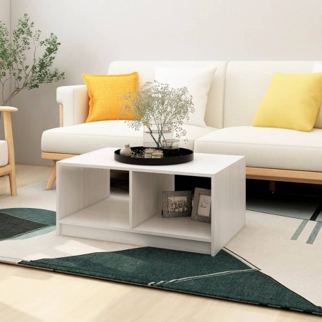 vidaXL Tavolino da Salotto Bianco 75x50x33,5 cm Legno Massello di Pino