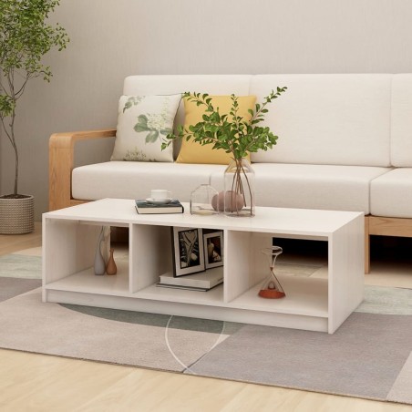 vidaXL Tavolino da Salotto Bianco 110x50x34 cm Legno Massello di Pino
